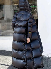 Lange Damen Winterjacke mit Reißverschluss