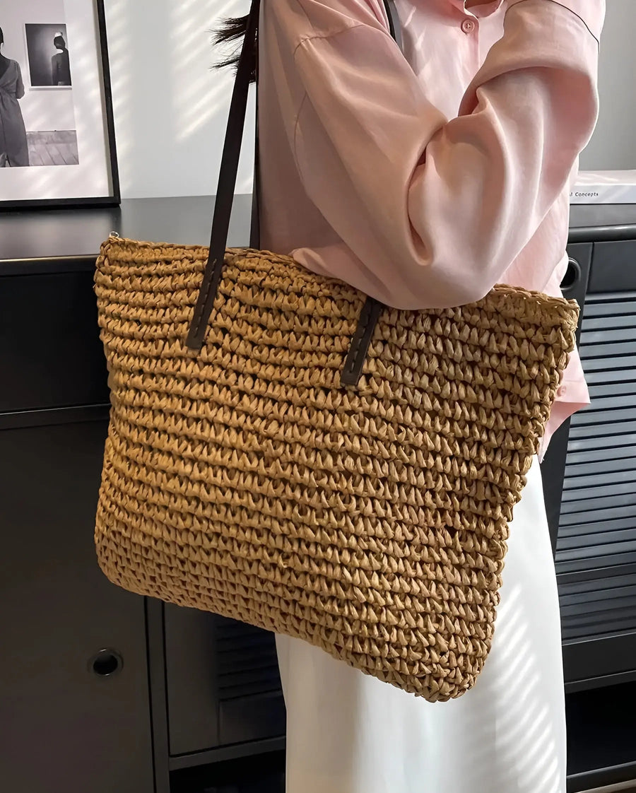 Boho Damentasche – Handgewebte Strandtasche mit Quasten & Details