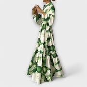 Melina - Grünes Maxikleid mit langen Ärmeln und V-Ausschnitt" 

Rewritten: "Melina - Grünes Maxikleid mit langen Ärmeln und elegantem V-Ausschnitt