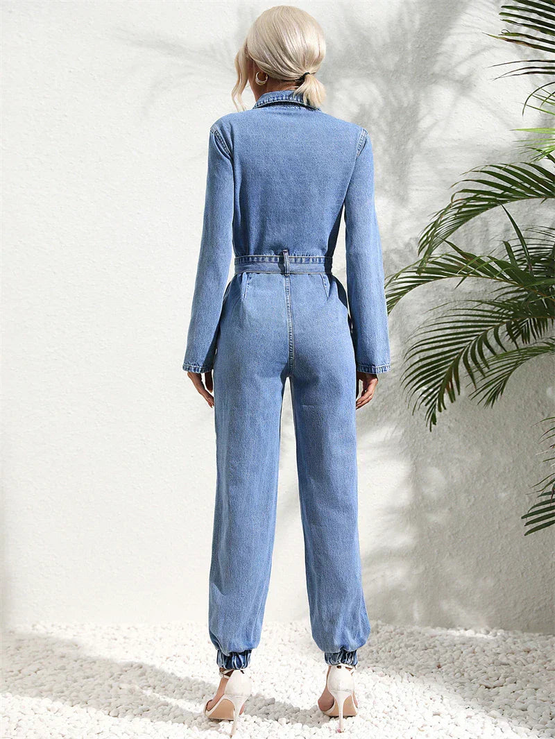 Premium Damen-Denim-Jumpsuit – Ärmelloser Einteiler Overall