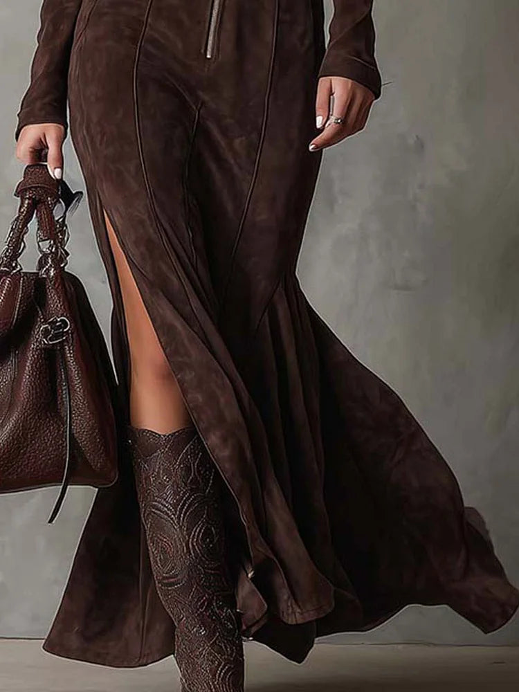 Jess™ - Wildlederkleid mit Gürtel und Reißverschluss