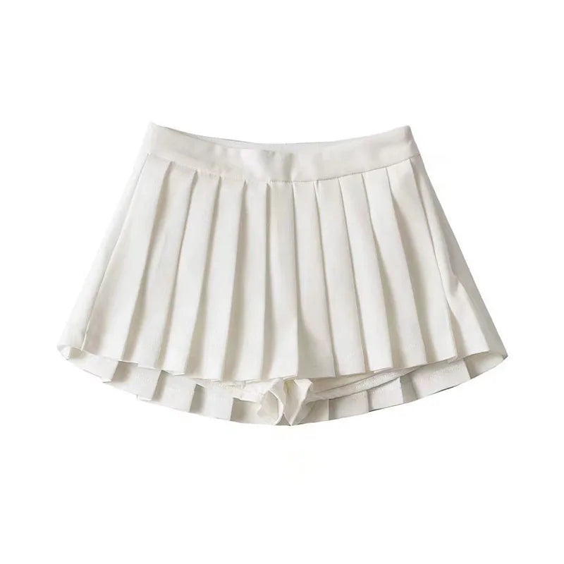 Gonna plissettata vintage bianca | Gonna estiva a vita alta per donna