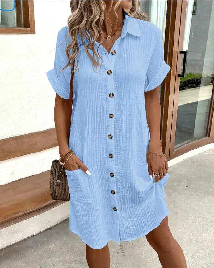 Leichtes Hemdblusenkleid aus Baumwolle mit Knopfleiste – Casual & Sommerlich
