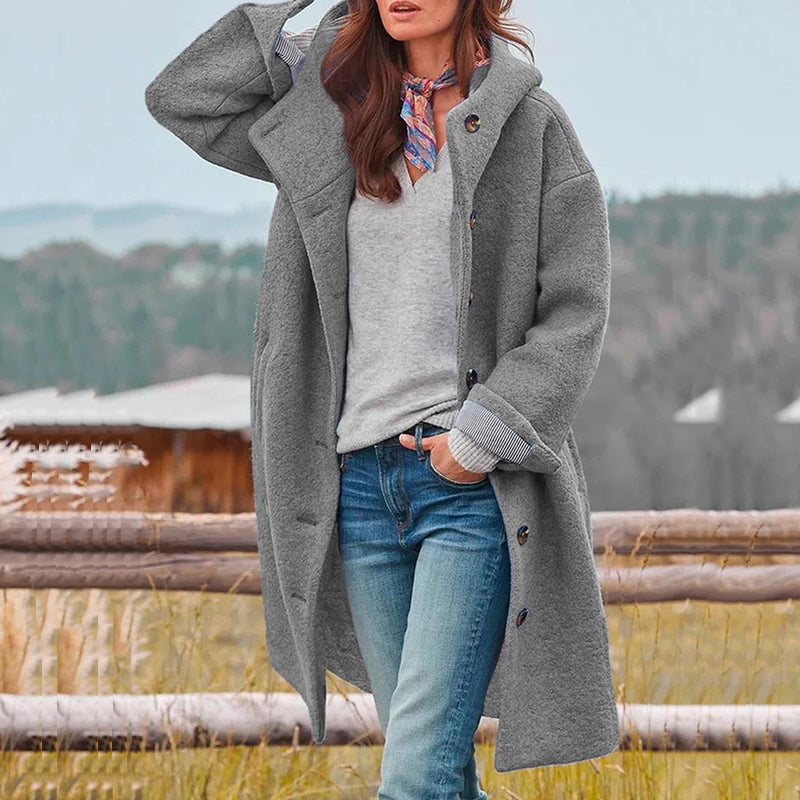 Winterjacke Damen Lang | Gefütterter Wintermantel Mit Knöpfen