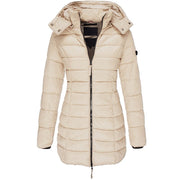 Winterjacke Damen Gefüttert Mit Kapuze | Lang Mit Reißverschluss und Taschen