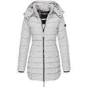 Winterjacke Damen Gefüttert Mit Kapuze | Lang Mit Reißverschluss und Taschen