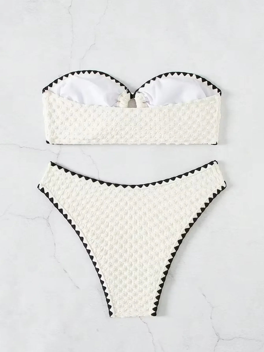 Bikini bandeau bianco | Set costume da bagno a due pezzi per donna