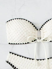Bikini bandeau bianco | Set costume da bagno a due pezzi per donna