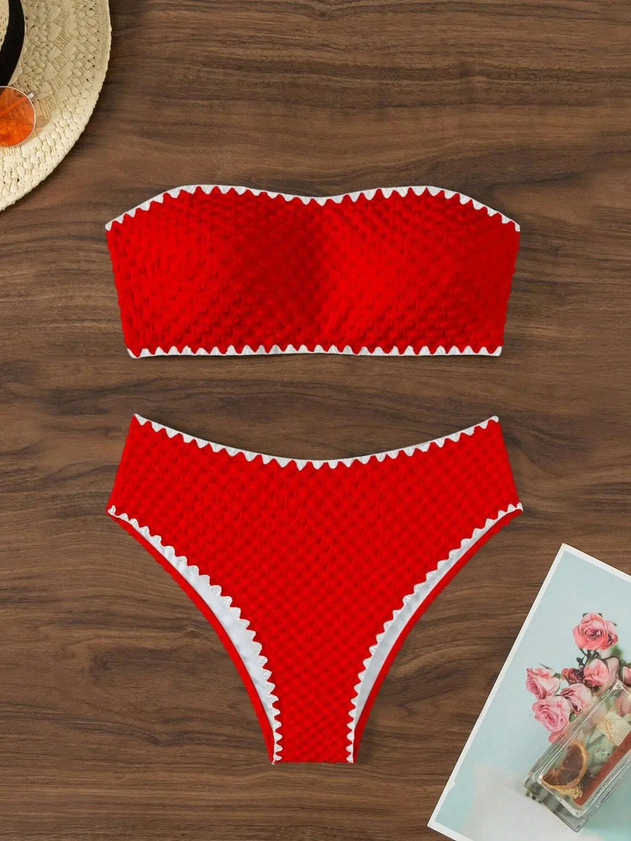 Bikini bandeau bianco | Set costume da bagno a due pezzi per donna