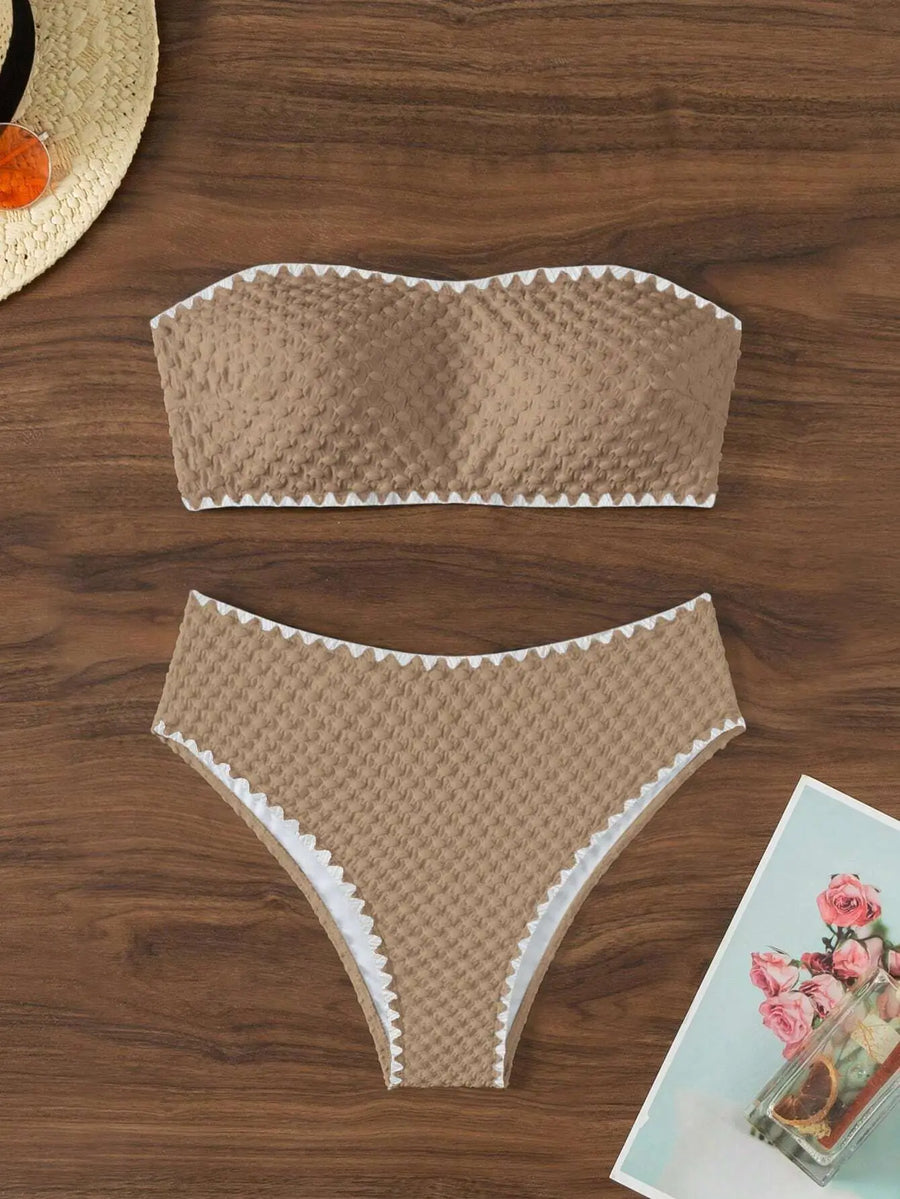 Bikini bandeau bianco | Set costume da bagno a due pezzi per donna