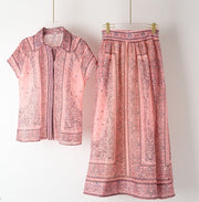 Zweiteiler-Set mit Bluse & Maxi-Rock im Paisley-Stil – Urban & Elegant