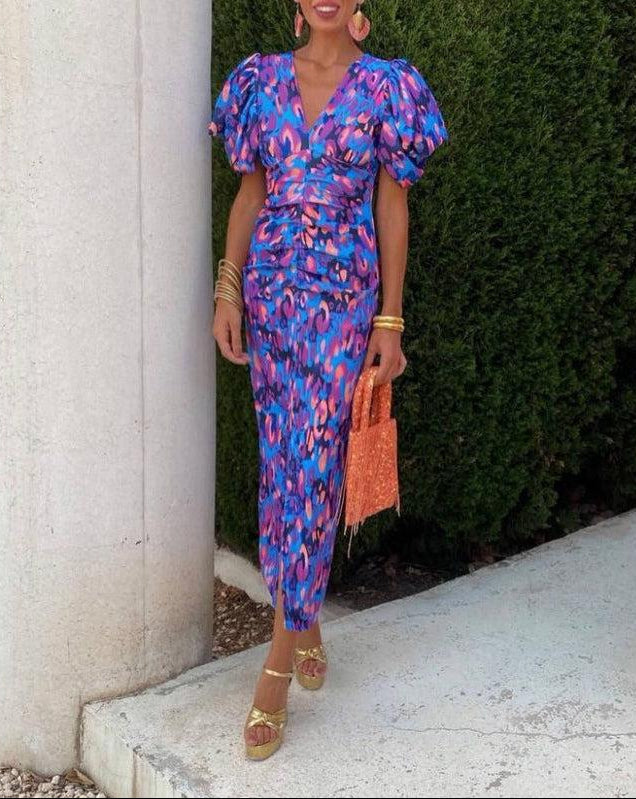 Noor™ - Halblange Kleid mit Puffärmeln