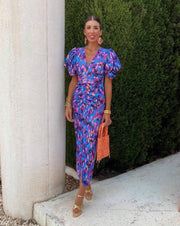 Elena | Auffälliges Halblanges Kleid mit Puffärmeln