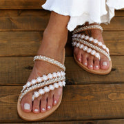 Damen Sandalen – Boho Stil – Mit Perlen & Spitze – Sommerdesign