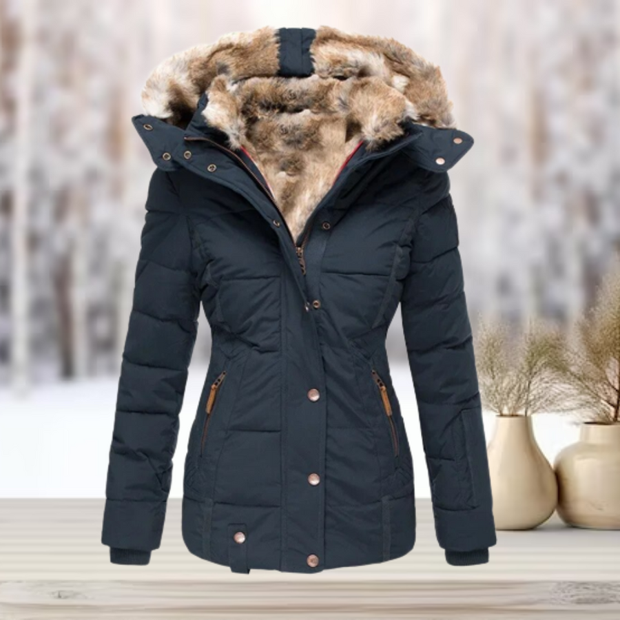 Winterjacke Damen | Steppjacke Damen | Abnehmbare Kapuze & taillierter Schnitt gegen Kälte