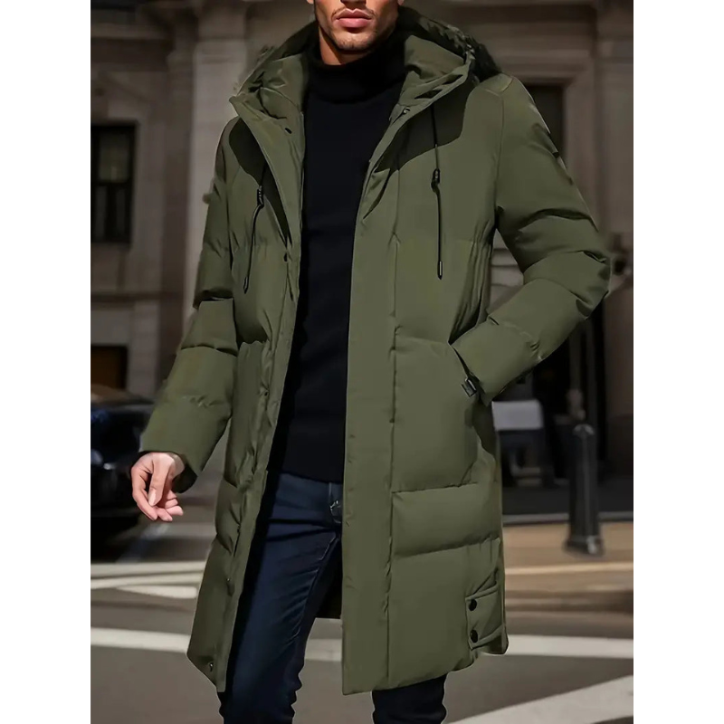 Winterjacke Herren | Lang Winterjacken für Herren | Langer Schnitt & Kapuze für Kälteschutz