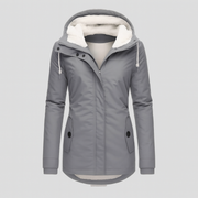 Winterjacke für Damen mit Kapuze und kuscheligem Futter – lange Ärmel