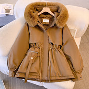 Eleganter Damen Wintermantel mit abnehmbarem Kunstfell und verstellbarem Kordelzug