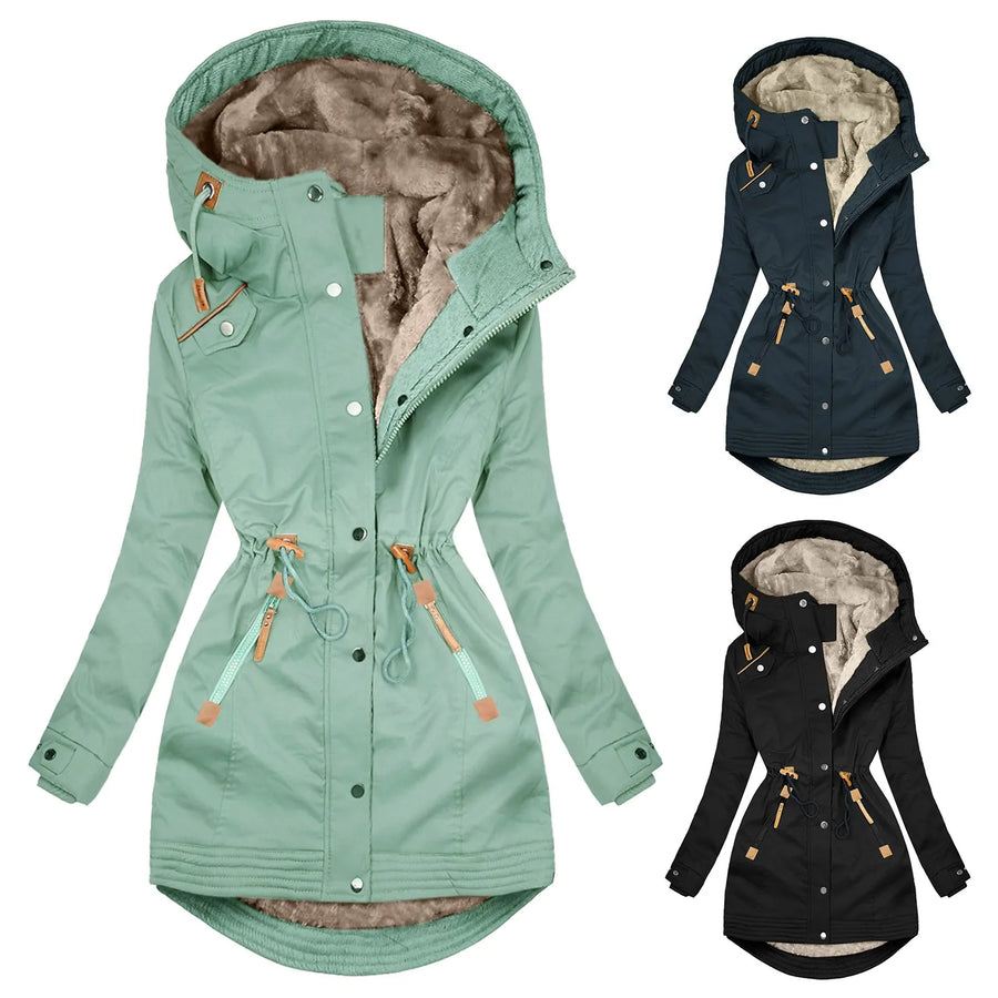 Elegante und Wetterbeständige Damen Parkajacke für kalte Tage