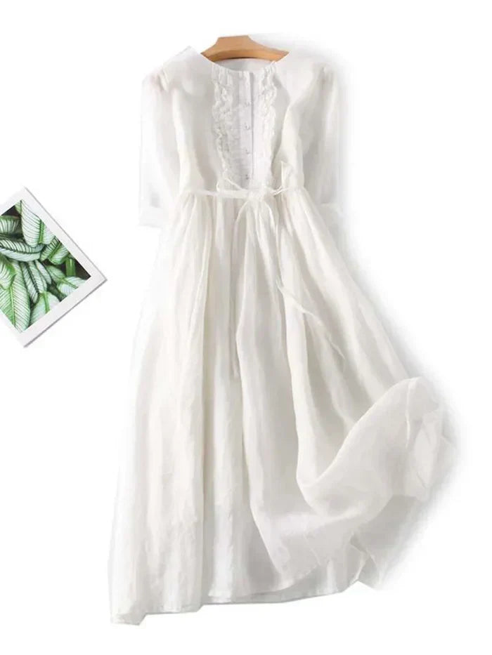 Elina | Feminin geschnittenes Leinenkleid