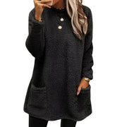 Karina - Gemütlicher Fleece-Pullover mit Knopfdetail