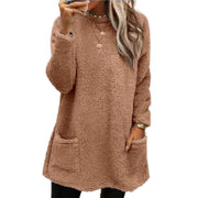 Karina - Gemütlicher Fleece-Pullover mit Knopfdetail