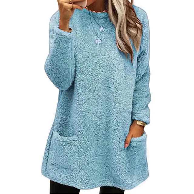 Karina - Gemütlicher Fleece-Pullover mit Knopfdetail