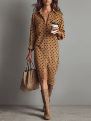 Emilia | Gepunktetes Midi-Kleid Damenmode chic