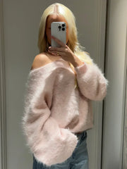 Meryl Off-Shoulder Mohair-Pullover