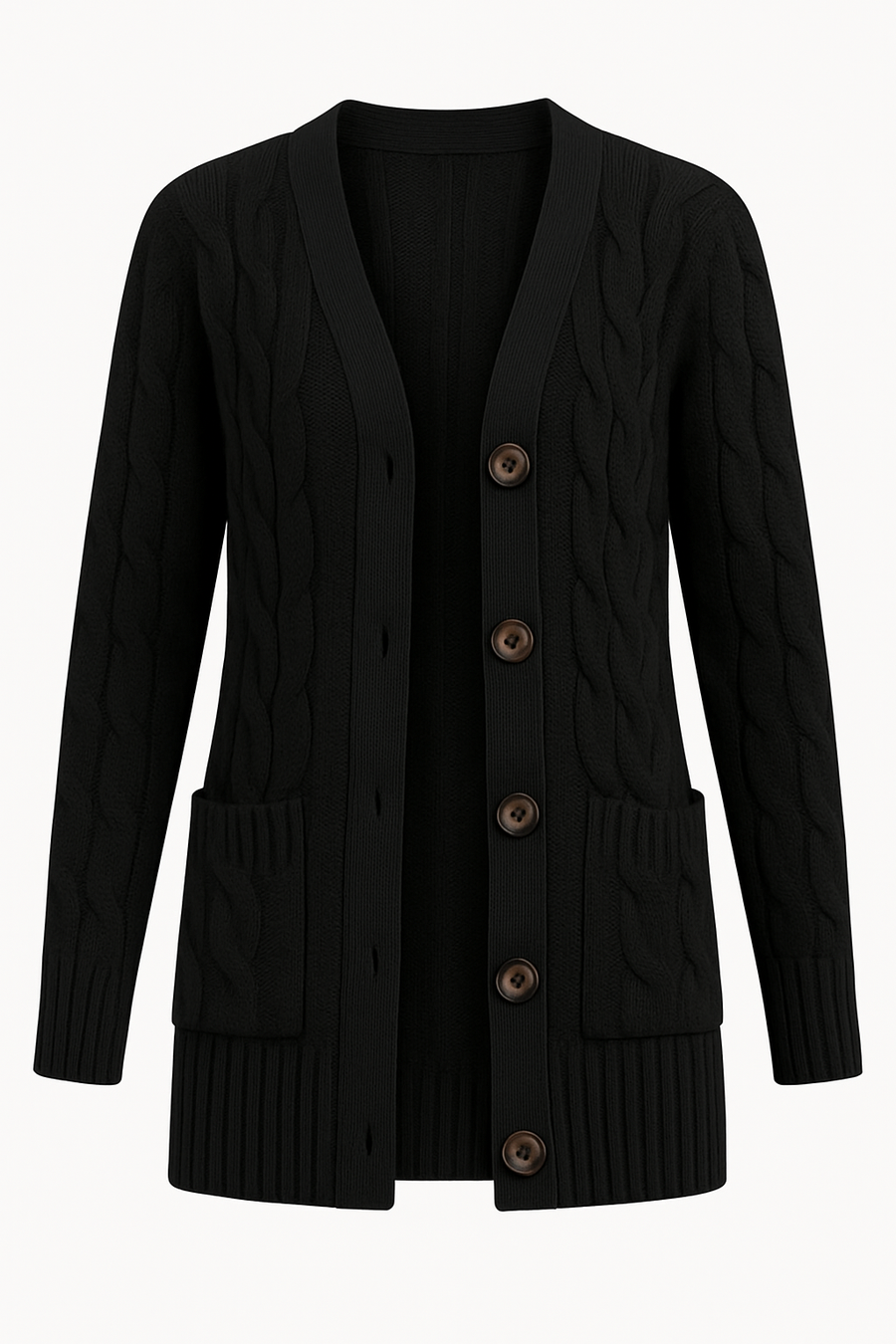 Andrea | Damen Frühlings Zopfmuster Strickcardigan
