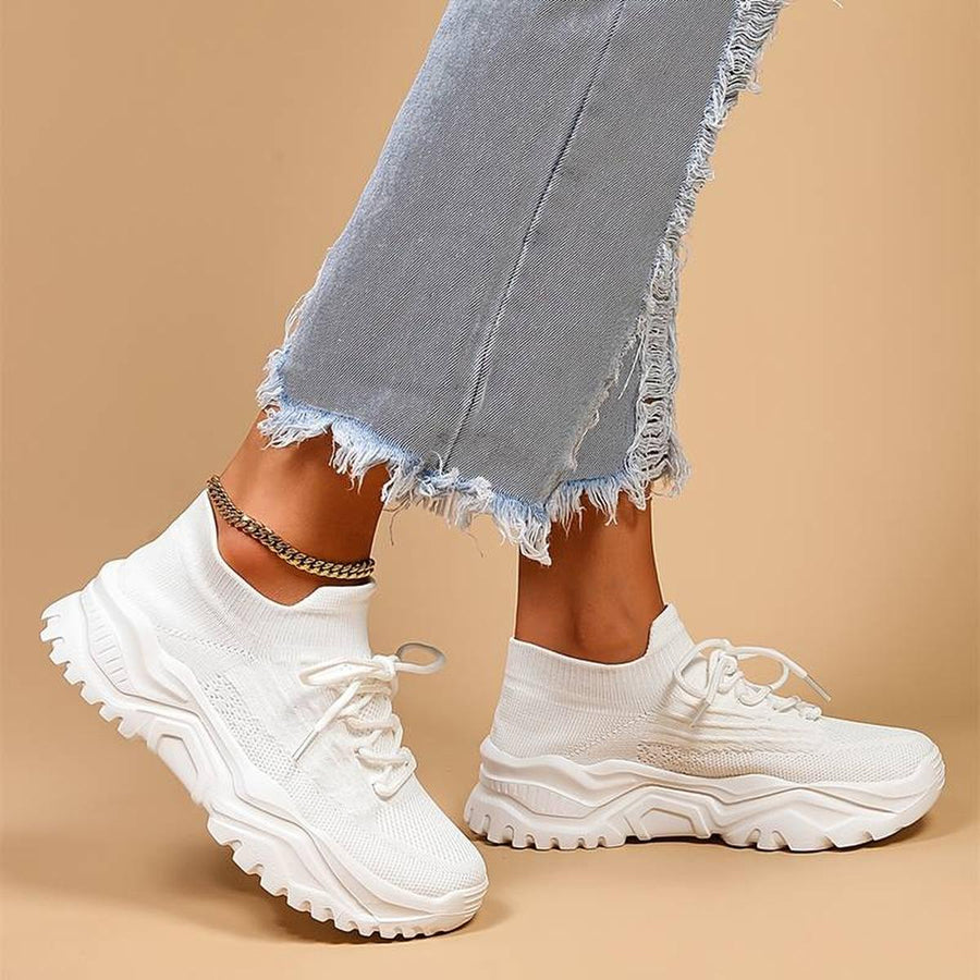 Elke | Damen Strick-Schnürschuhe für Freizeit und Spaziergänge