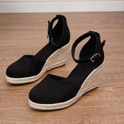 Anna | Damen Lässige Keilsandalen mit Knöchelschnalle