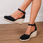 Anna | Damen Lässige Keilsandalen mit Knöchelschnalle