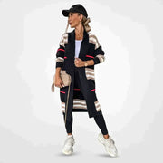 Damen Cardigan mit Streifenmuster | Lang