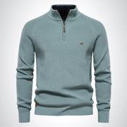Klassischer Herrenpullover Mit Halbem Reißverschluss | Stehkragen