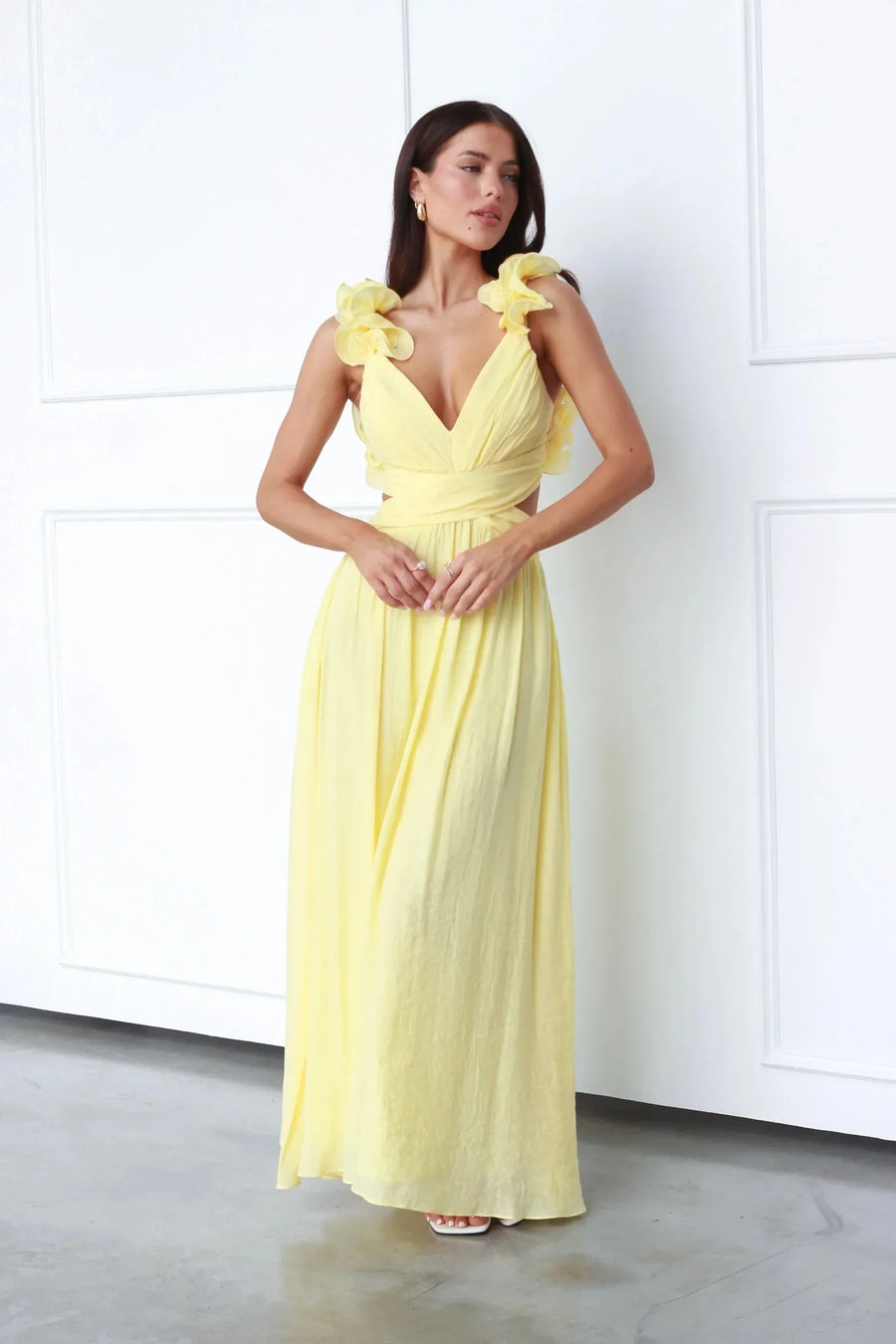 Elegantes V‑Ausschnitt Abendkleid | Maxi Dress lang & figurbetont