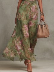 Livia | Damen Florales Halter Maxikleid – Fließendes Sommerkleid Blumenmuster für Urlaub 2026
