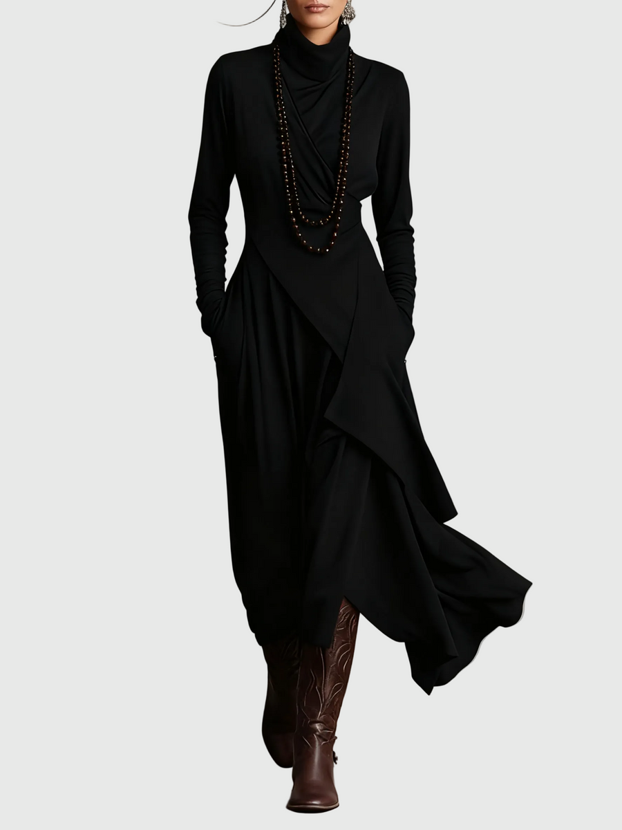 Svenja | Damen Maxi Faltenkleid – Plissee Maxikleid Faltend Elegant 2026