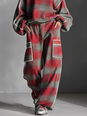 Damen-Zweiteiler: Sweatshirt und Hose mit Karomuster