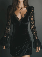 Fiziana – Minikleid Aus Samt Und Spitze