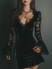 Fiziana – Minikleid Aus Samt Und Spitze