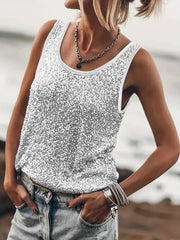 Heidi-Mode | Glänzendes Ärmelloses Damen Top für Stil und Glamour