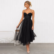 Festliches Midi Cocktailkleid | Fließendes Abendkleid mit V-Ausschnitt