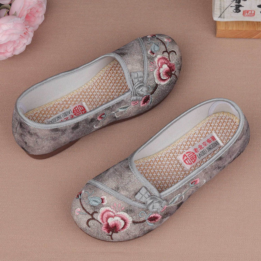 Zilia- Damen Elegante handgefertigte Ballerinas mit floraler Stickerei