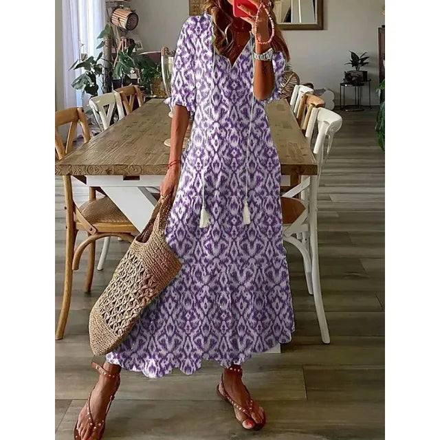 Blau-weißes maxikleid – Emma
