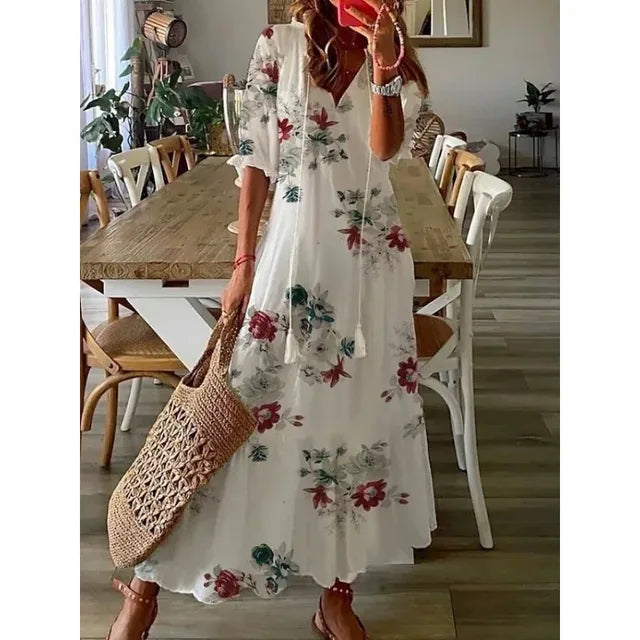 Blau-weißes maxikleid – Emma