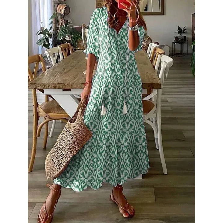 Blau-weißes maxikleid – Emma