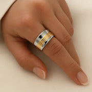 Anello a filo bicolore argento e oro | Anello moderno