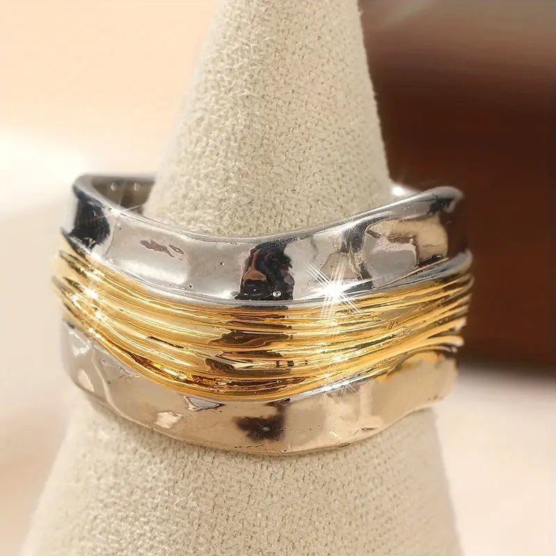 Anello a filo bicolore argento e oro | Anello moderno