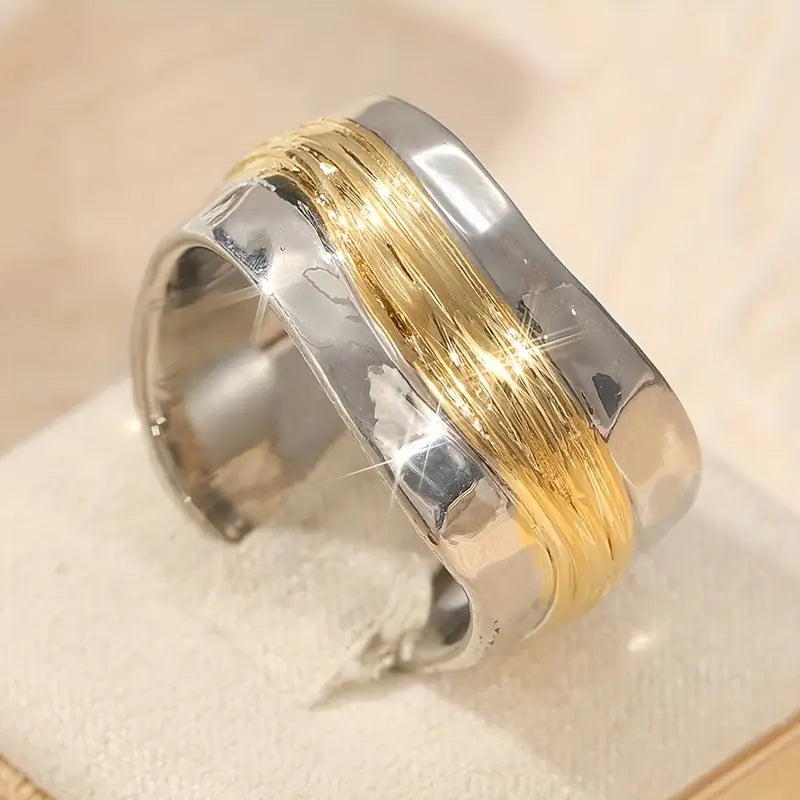 Anello a filo bicolore argento e oro | Anello moderno